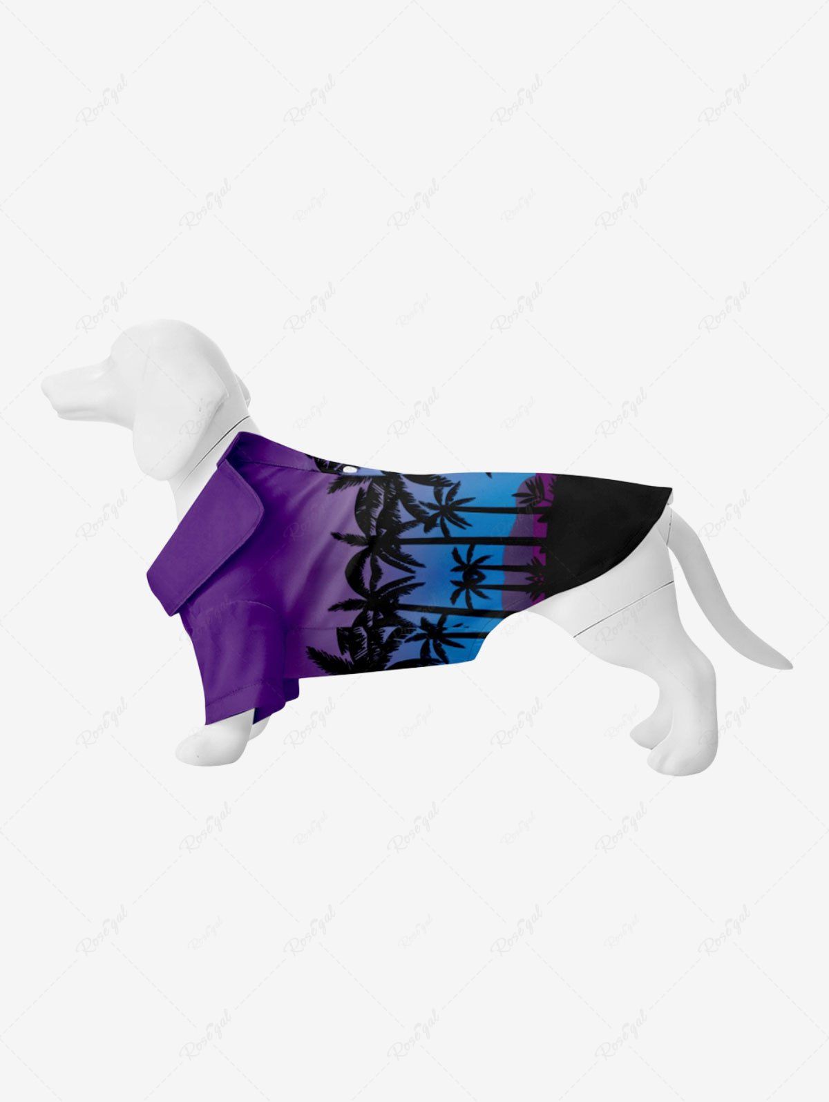 Sale Pet's Coconut Tree Moon Ombre Sky Print Hawaii Shirt  