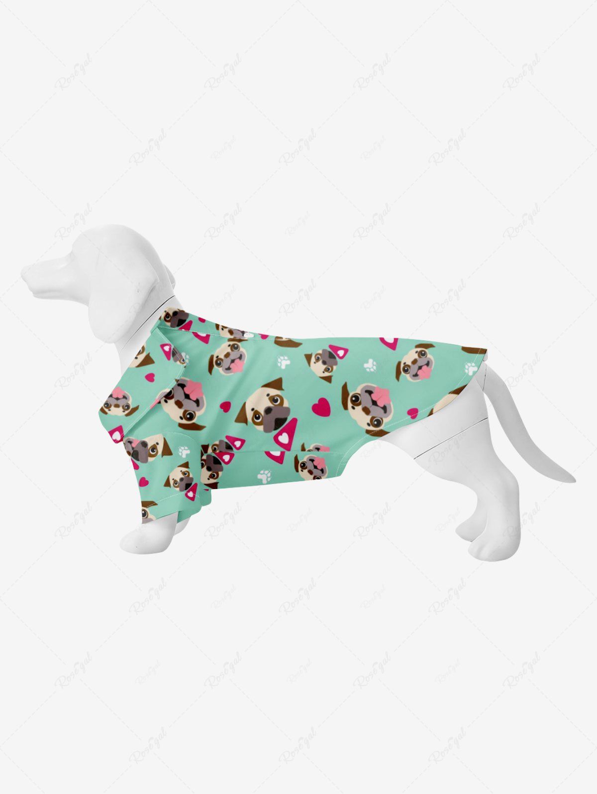 Online Pet's Dog Paw Heart Print Button Shirt  