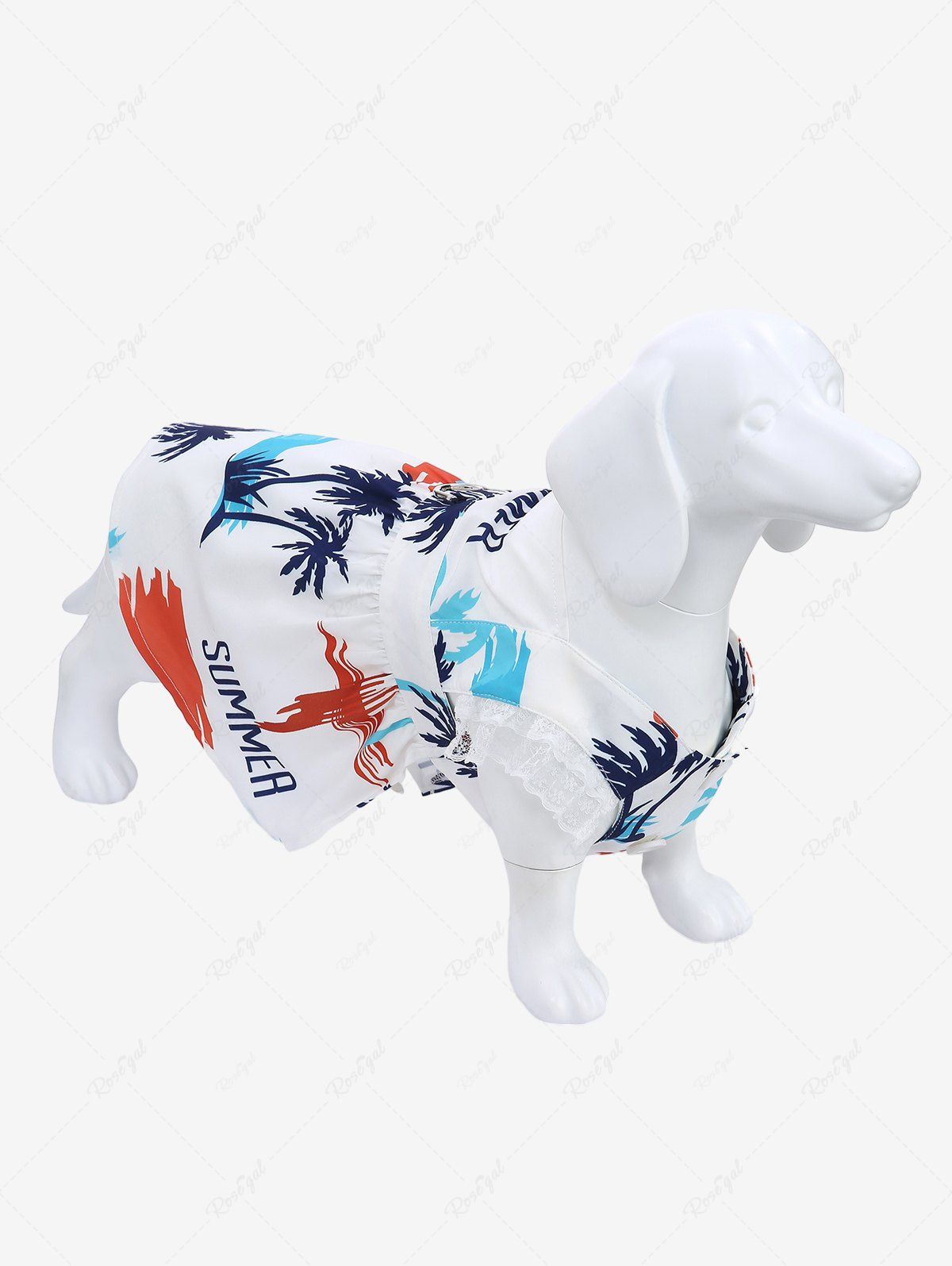 Fashion Pet's Coconut Tree Summer Letters Print Lace Trim Hawaii Top  