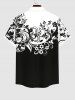 Flower Colorblock Two Tone Print Plus Size Matching Set For Couples -  