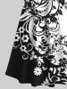 Flower Colorblock Two Tone Print Plus Size Matching Set For Couples -  