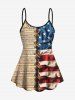 3D Lace Up Patriotic American Flag Newspaper Print Plus Size Matching Set For Couples -  