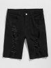 Men's Zipper Fly Distressed Frayed Denim Jean Shorts -  