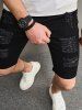 Men's Zipper Fly Distressed Frayed Denim Jean Shorts -  