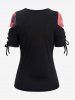 Gothic Tie Dye Lace Up Ripped 2 in 1 Short Sleeves T-shirt -  