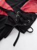 Gothic Tie Dye Lace Up Ripped 2 in 1 Short Sleeves T-shirt -  