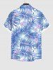 Plus Size Tropical Palm Leaf Flower Print Buttons Pocket Hawaii Shirt For Men -  