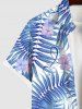 Plus Size Tropical Palm Leaf Flower Print Buttons Pocket Hawaii Shirt For Men -  