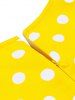 Polka Dots Print Ruched Keyhole Neck Bowknot Vintage Dress -  