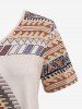 Plus Size Distressed Ethnic Vintage Geometric Pattern Print Dress -  