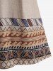 Plus Size Distressed Ethnic Vintage Geometric Pattern Print Dress -  