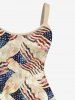 Plus Size Patriotic American Flag Star Print Tank Dress -  