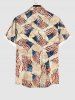 Plus Size Patriotic American Flag Star Print Shirt For Men -  