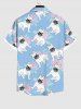 Plus Size Rose Flower Leaf Dog Print Shirt For Men -  