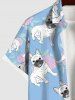 Plus Size Rose Flower Leaf Dog Print Shirt For Men -  