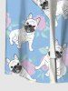 Plus Size Rose Flower Leaf Dog Print Shirt For Men -  
