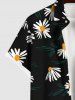 Plus Size Daisy Flowers Leaf Print Hawaii Shirt For Men -  