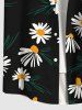 Plus Size Daisy Flowers Leaf Print Hawaii Shirt For Men -  