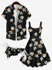 Pet's Daisy Flower Leaf Print Hawaii Shirt -  