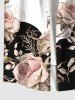 Plus Size Rose Flower Colorblock Print Shirt For Men -  