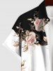 Plus Size Rose Flower Colorblock Print Shirt For Men -  