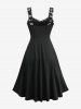 Plus Size Ruffles Cinched Ruched White And Black Tie Dye Print Tank Dress -  