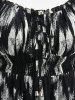 Plus Size Ruffles Cinched Ruched White And Black Tie Dye Print Tank Dress -  