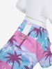 Pet's Tropical Coconut Tree Bubble Colorblock Print Hawaii T-shirt -  