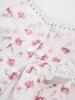 Pet's Flower Print Jacquard Embroidered Lace Trim Patchwork Rivet Button Dress -  