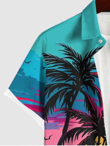 Coconut Tree Sea Sunset Cloud Colorblock Print Hawaii Dog and Owner Matching Outfits