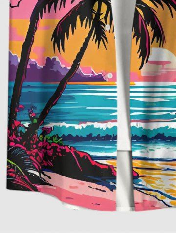 Coconut Tree Sea Sunset Cloud Colorblock Print Hawaii Dog and Owner Matching Outfits