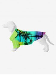 Pet's Coconut Tree Ombre Sea Print Hawaii Button Shirt -  