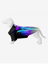 Pet's Colorful Glitter Ombre Fall Moon Butterfly Print Hawaii Button Shirt -  