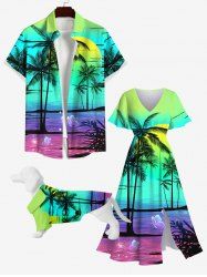 Glitter Butterfly Ombre Sea Sun Coconut Tree Print Hawaii Dog And Owner Matching Outfits -  