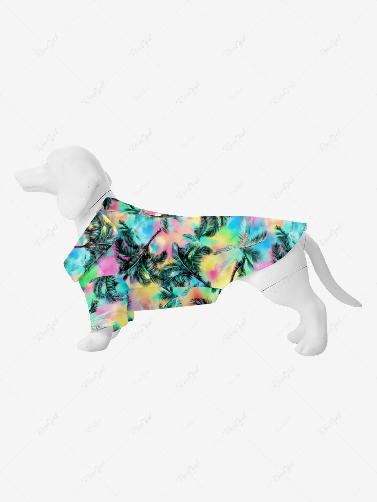 Fancy Pet's Coconut Tree Colorful Tie Dye Print Hawaii Shirt  