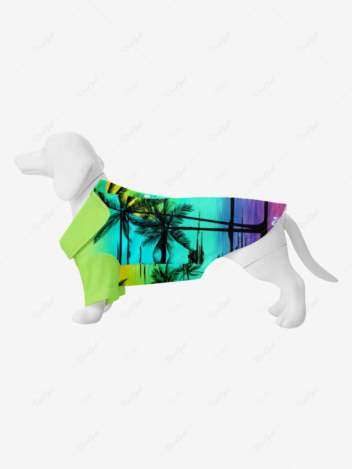 Shops Pet's Coconut Tree Ombre Sea Print Hawaii Button Shirt  