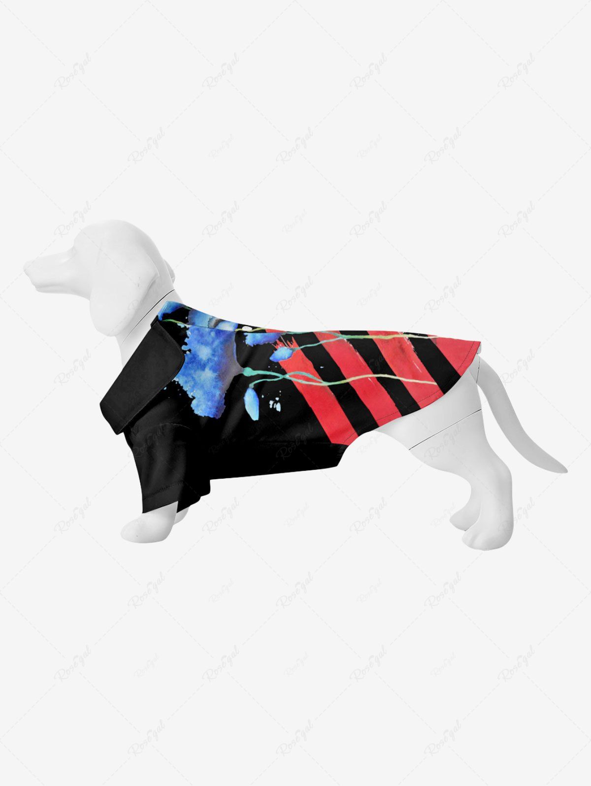 Chic Pet's Ombre Flower Striped Patriotic American Flag Print Button Shirt  