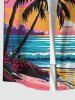 Coconut Tree Sea Sunset Cloud Colorblock Print Hawaii Dog and Owner Matching Outfits -  