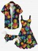 Pet's Colorful Pineapple Paint Splatter Print Hawaii Shirt -  