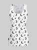 Plus Size Moon Star Heart Print Racerback Tank Top and Skull Guns Sparkling Sequin 3D Print One Shoulder T-shirt -  