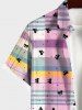 Plus Size Candy Color Plaid Bowknot Print Button Pocket Shirt For Men -  