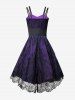 Gothic Floral Lace Trim Cami Vintage Dress With Lace-up Corset -  