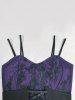 Gothic Floral Lace Trim Cami Vintage Dress With Lace-up Corset -  
