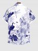 Plus Size Coconut Leaves Dragonfly Bird Floral Print Hawaii Button Pocket Shirt For Men -  