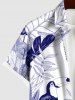 Plus Size Coconut Leaves Dragonfly Bird Floral Print Hawaii Button Pocket Shirt For Men -  