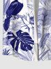 Plus Size Coconut Leaves Dragonfly Bird Floral Print Hawaii Button Pocket Shirt For Men -  