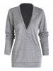 Heather Surplice Plunging Neck Long Sleeve Knitwear -  