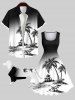 Pet's Two Tone Coconut Tree Ombre Colorblock Print Hawaii Shirt -  