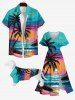 Pet's Coconut Tree Ombre Colorblock Sky Print Hawaii Shirt -  