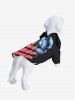 Pet's Ombre Flower Striped Patriotic American Flag Print Button Shirt -  